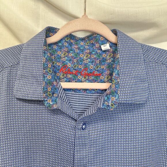 Robert Graham Shirt Men 3XL Blue Paisley Reverse Flip Cuff Button Up long Sleeve - Picture 4 of 13